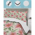 thumbnail image 3 of Full Size Quilt Bedding Set, Flowers Reversible Summer Quilt 3 Pieces, Pink Spring Floral Elegant Pastoral Rustic Lightweight Bedspreads Coverlets with 2 Pillow Shams for All Seasons, 3 of 5