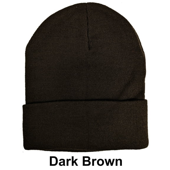 Dark Brown Unisex Plain Warm Knit Beanie Hat Cuff Skull Ski Cap