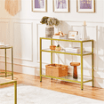 thumbnail image 3 of Topeakmart 3-Layer Tempered Glass Console Table with Metal Frame and Storage Shelf, Gold, 3 of 8