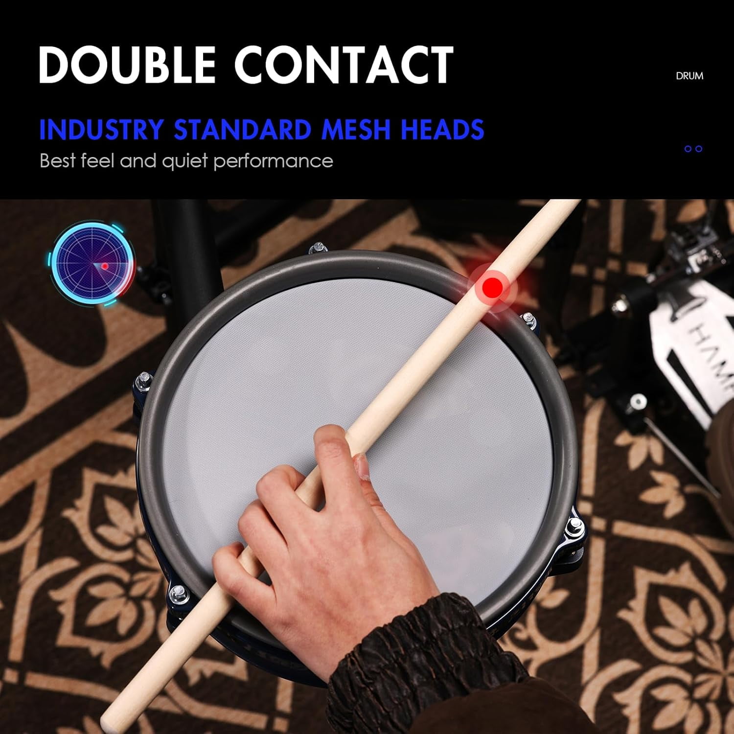ACE-301 Electric Drum Sets for Adult, Quiet Mesh Pads, Cymbals With Choke, 15+10 Drum Kits and 329 Sounds, USB MIDI, Recording Function, Advance Level