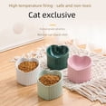 thumbnail image 2 of Cuenco de cerámica para gatos con boca oblicua y protección para el cuello y las patas altas, cuenco para comer y beber comida para gatos, antigolpes y antibarbilla negra, 2 of 6