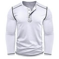 thumbnail image 5 of Xzbqbs Mens Henly Long Sleeve Shirts Slim Fit Button Down Casual Pullover Tops Fashion Lightweight Crew Neck Color Block Shirts, 5 of 6