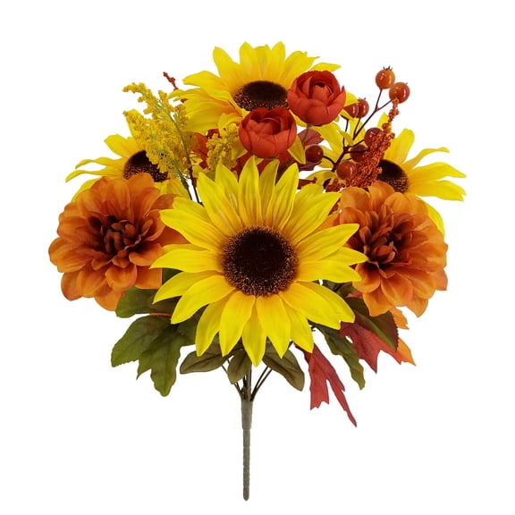 Mainstays 20.5''H Indoor Artificial Sunflower and Dahlia Mixed Bouquet, Yellow Color