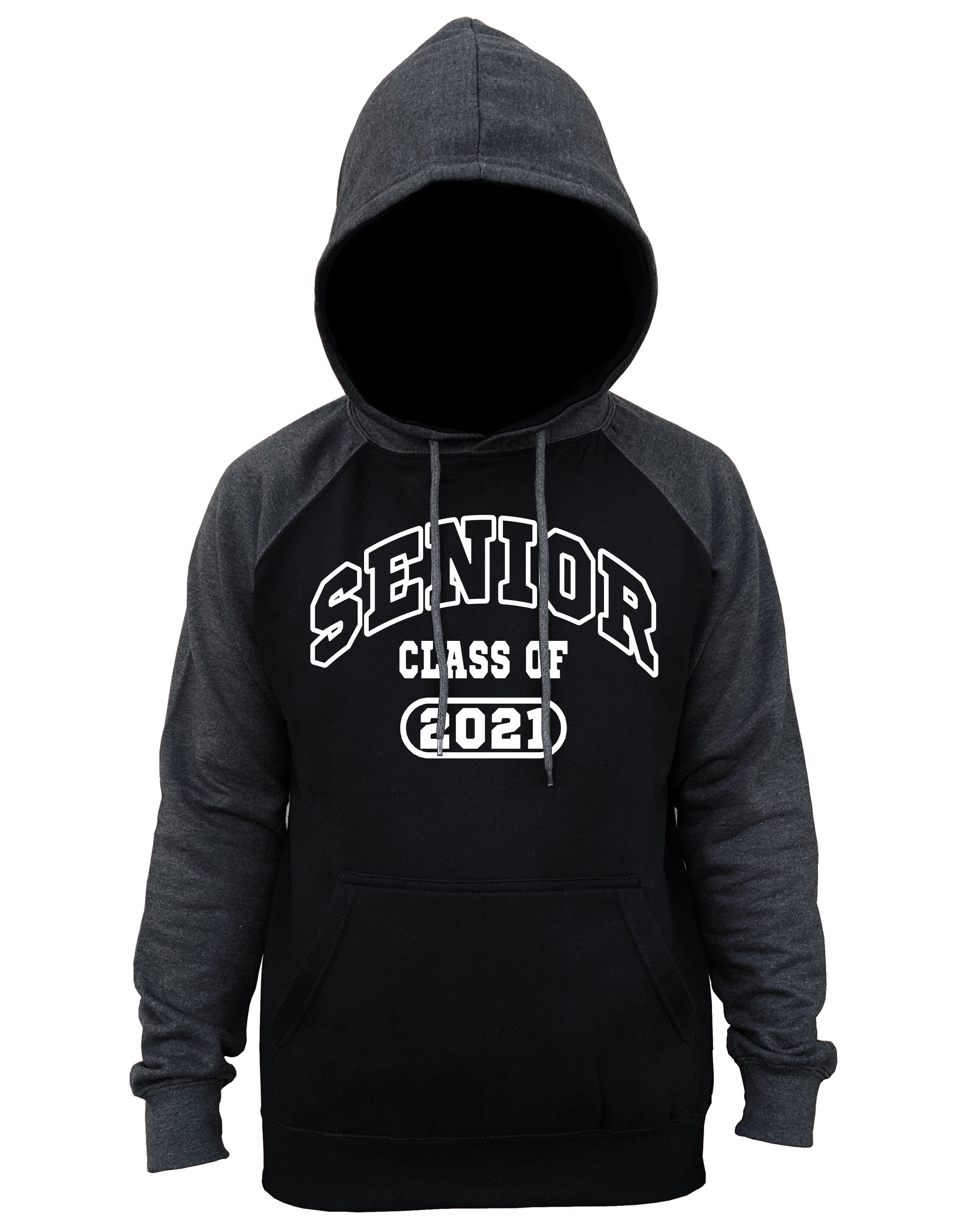 Men's Senior Class Of 2021 Black/Charcoal Raglan Baseball Hoodie Sweater  3X-Large Black - Walmart.com