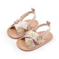 thumbnail image 3 of Baby Toddler Infant Girls PU Leather Soft Open Toe Summer Sandals Princess Flower Flat Shoes, 3 of 7