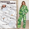 thumbnail image 7 of SCRAWLGOD St. Patrick's Day Four Leaf Clover Print Beige Green Women 2 Piece Outfits Sweatsuit Oversized Knit Turtleneck Pullover Tops Wide Leg Pants Lounge Set Trendy Soft Athletic Tracksuit, XS, 7 of 7