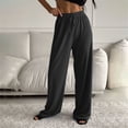 thumbnail image 2 of ManxiVoo Women's Ribbed Elastic Waist Athletic Wide Leg Pants Comfortable Jogging Trousers Casual Street Style Sporty Bottoms XXL Size Black, 2 of 5