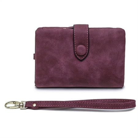 

Small Trifold Leather Wallet Large Capacity Crossbody Hand Bag For Wallet Money Bag Lady Girl Card Holder Purplish Red