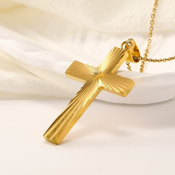 New Fashion jewelry Gold Color crucifix Jesus Religious Cross 14K Yellow Gold Necklaces Pendant Women/Men Christian