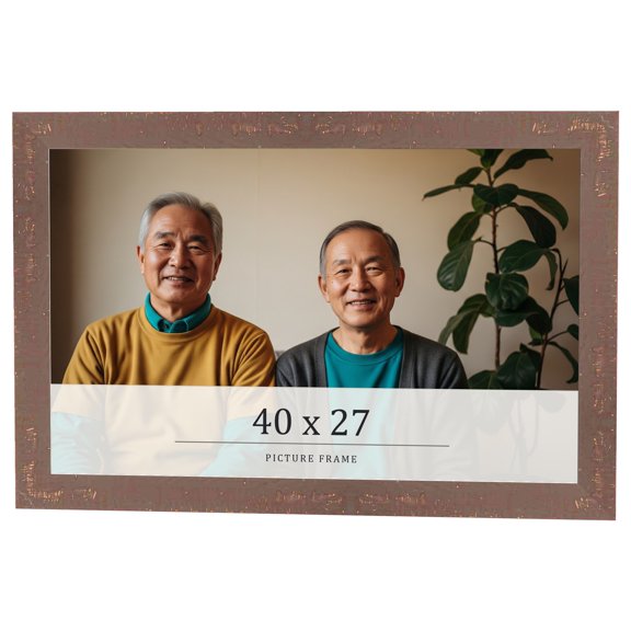 40x27 Distressed Brown Real Wood Picture Frame Width 1.25 inches | Interior Frame Depth 0.5 inches