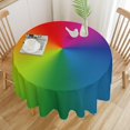 thumbnail image 6 of Colorful Round Tablecloth, Abstract Rainbow Gradient Orange Blue Green Purple Print Table Cover for Dinning Table Kitchen Party 60x60in, 6 of 6