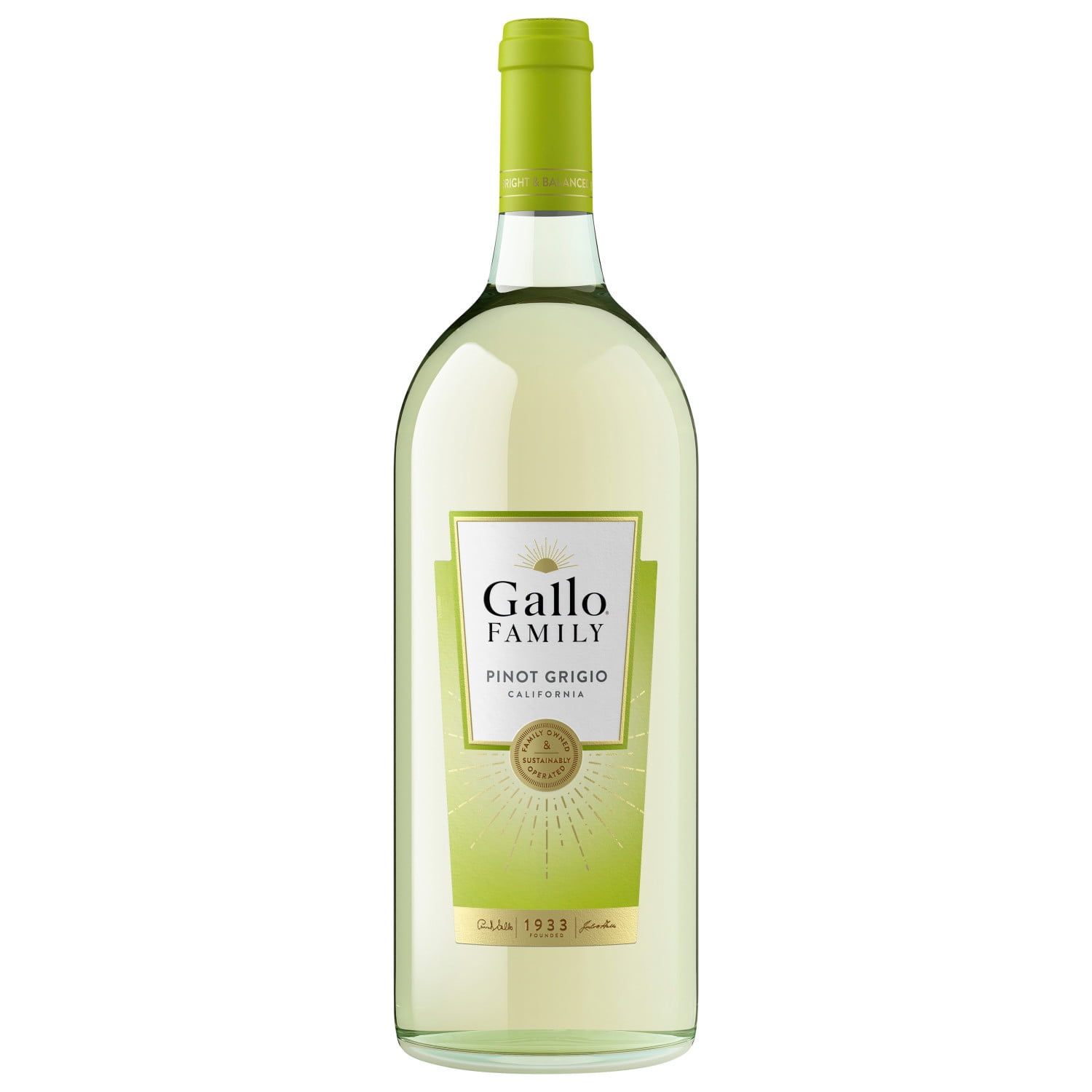 Gallo Family Vineyards Pinot Grigio White Wine, 1.5L Bottle