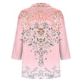 thumbnail image 6 of Jsaierl Women's 3/4 Length Sleeve Tops Plus Size V Neck Shirts Cute Graphic Petite Blouses Work Holiday T-shirts Top S-2XL, 6 of 7