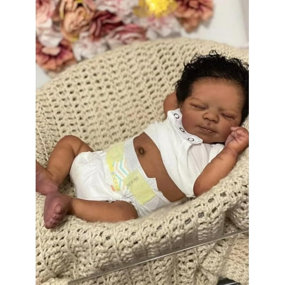 Realistic Reborn Baby Dolls - 18 inch Black African American Girl, Real Lifelike Dolls with Cloth Body, Poseable Real Baby Reborn Gift Toy for 3  Years Old Kids