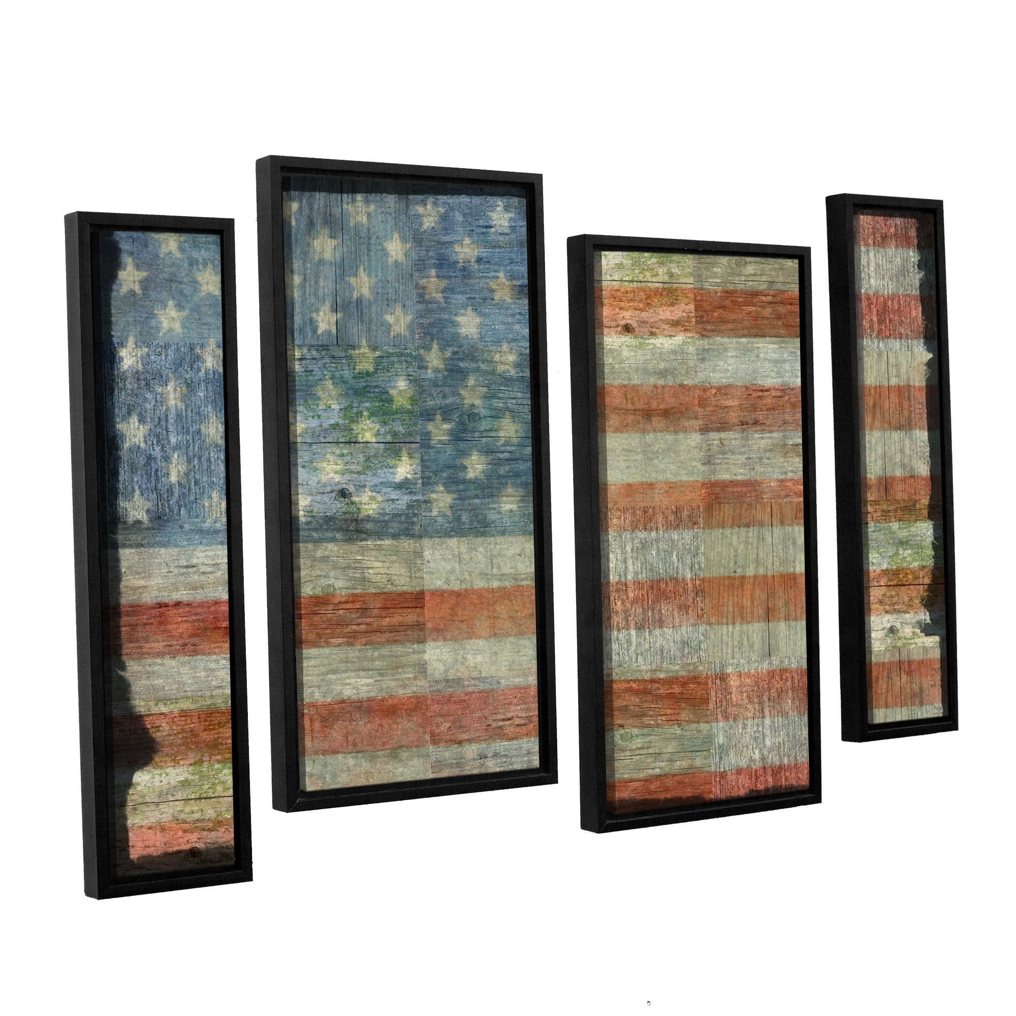 ArtWall Kevin Calkins "Old Glory" 4-Piece Floater Framed Canvas Staggered Set
