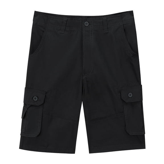 Youthup Men's Relaxed Fit Solid Color Utility Cargo Shorts, 100% Cotton Workwear Shorts with 6 Pockets, Wrinkle-Free & Zip Fly for Summer Outdoor