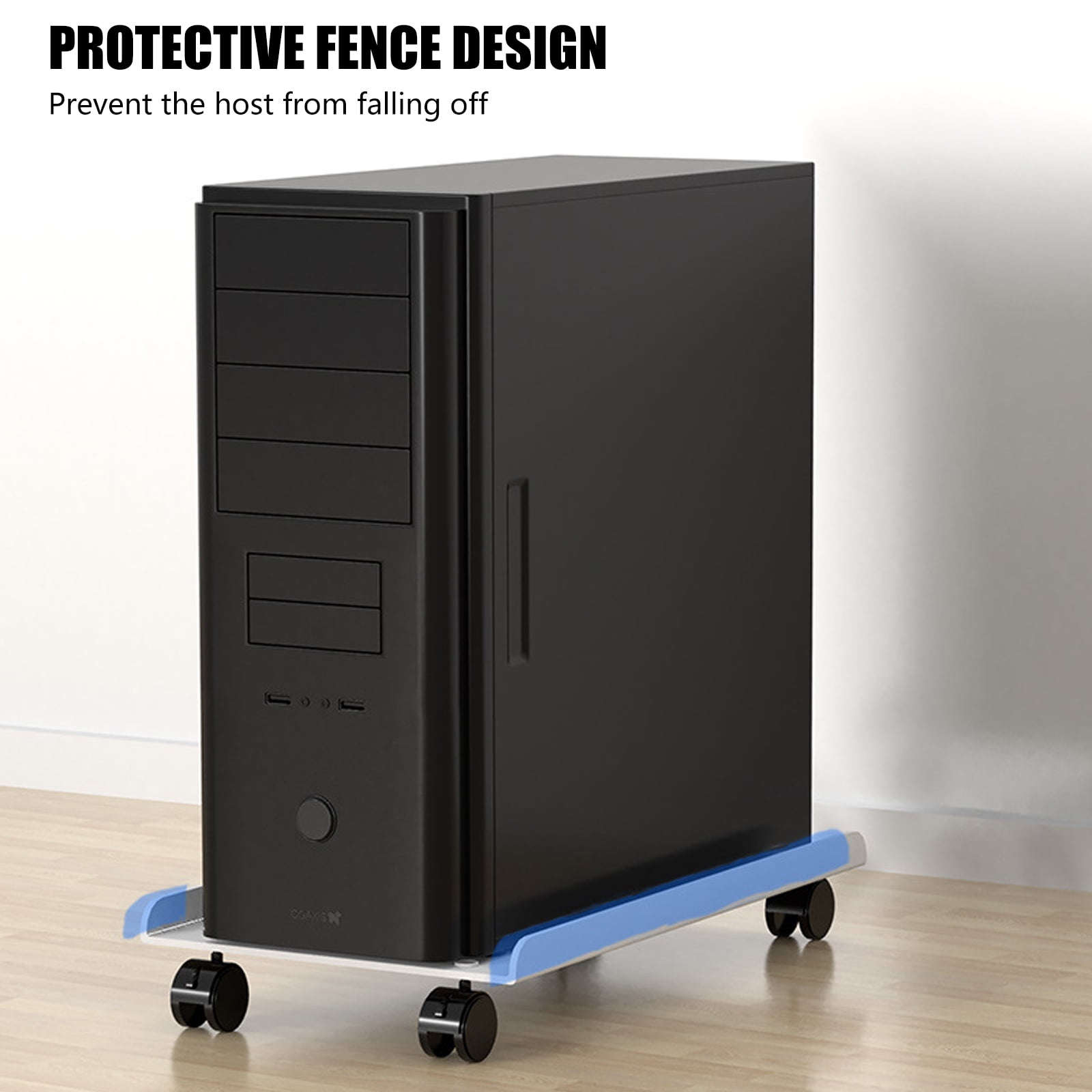 Adjustable Computer Tower Stand Tower Stand for Under Desk CPU Holder Floor Risers with 4 Wheel for Gamers