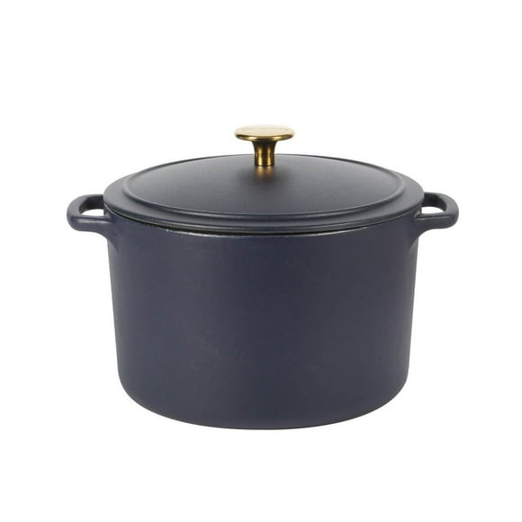 Sur La Table Millau 5.5 Qt Enameled Cast Iron Dutch Oven W/Lid, Matte Marine, Round