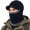 Navy, variant on Winter Knit Hat with Visor Face Cover & Neck Warmer, Warm One Piece Flannel Mask Hat for Skiing Hiking Cycling