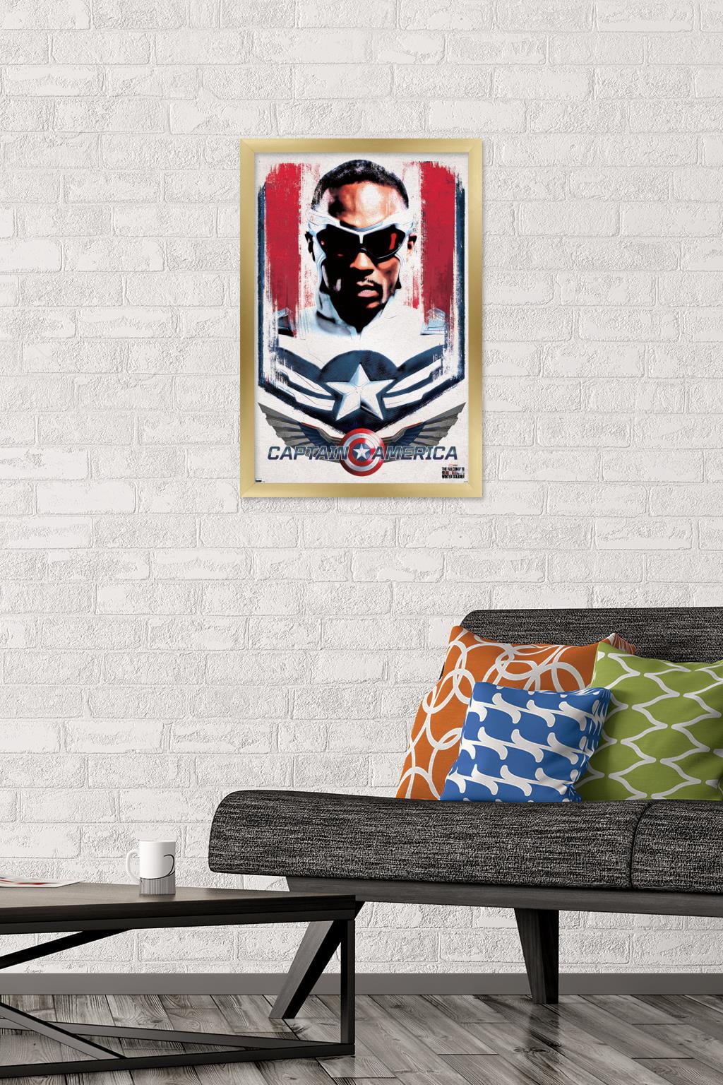 Marvel Falcon and Winter Soldier - Falcon Illustration Wall Poster, 14.725" x 22.375", Framed