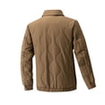 thumbnail image 3 of HOOMEUMY Men's Hoodless Quilted Jacket Winter Warm Turndown Loaar Fleece Lined Zipper Coat Outdoor Thick Warm Coffee L, 3 of 3