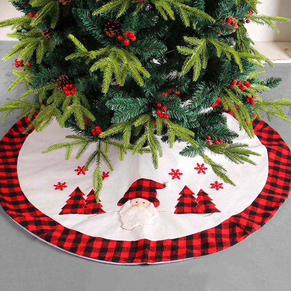 Dmlowu Christmas Tree Skirt - Wrink Proof Xmas Tree Skirt for Holiday Party Christmas Decorations, Non Slip Round Classic Christmas Tree Skirts, 48"/123Cm