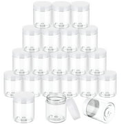 SATINIOR 36 Packs Plastic Jars Round Clear Leak Proof Cosmetic Container Jars with Inner Liners and Black Lids for Lotions Ointments Travel Make Up Storage (2.5 oz, White)