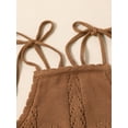 thumbnail image 3 of Baby Girls Boys Knitted Clothing Set Summer Solid Color Sleeveless Sling Romper Solid Color Drawstring Shorts 2pcs, 3 of 8