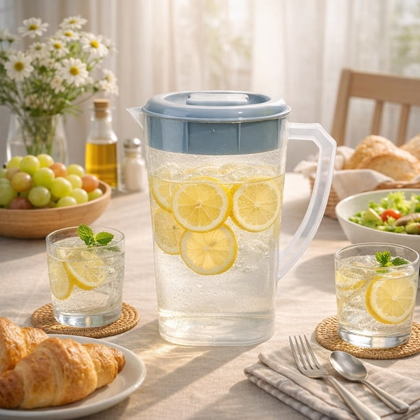 Jarra de cold brew, jarra de té helado de plástico, dispensador de bebida clara de gran capacidad con tapa y mango para agua, zumo, limonada, uso doméstico y exterior