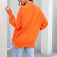 thumbnail image 3 of Fartey Oversized Sweaters for Women 2025 Fall Fashion Long Sleeve Kintted Warm Sweater Loose Casual Solid Color Crew Neck Pullover Sweaters Orange XL, 3 of 4