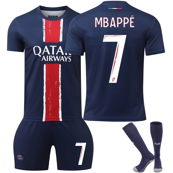Paris Mbappe Football Theme Jersey Set - Adult and Child Sizes IncludedNo. 7 Mbappe28（150-160CM)