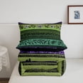 thumbnail image 5 of Homewish Bohemian Geometric Stripes Twin Comforter Sets,Retro Floral Bedding Set,Purple,Black Reversible,2pcs,1 Comforter and 1 Pillowcase, 5 of 7