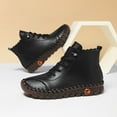 thumbnail image 3 of Ankle Boots for Women Fashion Stitching Leather Soft Sole Antislip Lace up Fall Booties Casual Round Toe Walking Shoes Black Size 6.5, 3 of 6