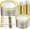 Clear Gold, variant on 210 Pcs Clear Plastic Plates,Gold Disposable Plates,Include 30 Dinner Plates 10.25'',30 Dessert Plates 7.5'',30 Gold Rim Cups 30 Pre Rolled Napkins with Plastic Cutlery for Thanksgiving