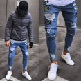 thumbnail image 5 of Mens Skinny Jeans Rip Slim fit Stretch Denim Distress Frayed Biker Jeans Boy, 5 of 5