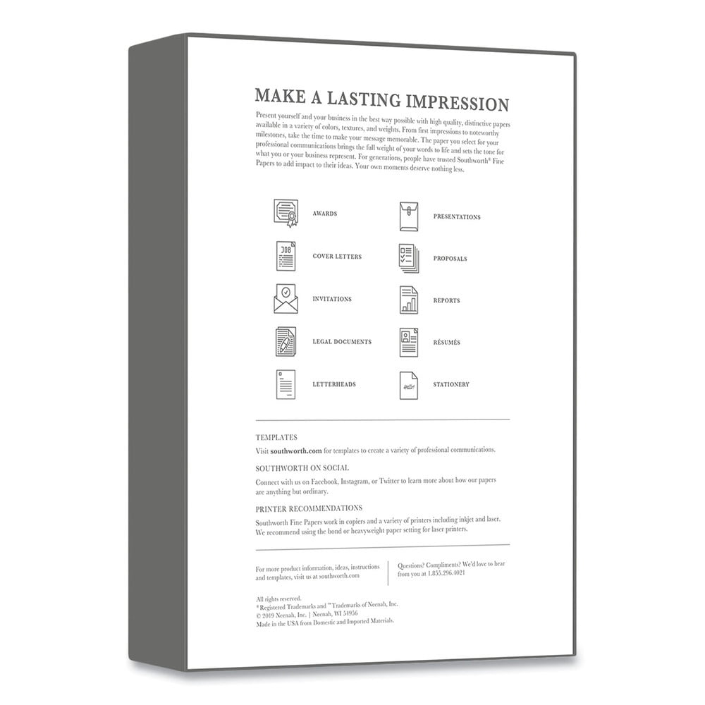 Southworth Inkjet, Laser Parchment Paper Letter - 8 1/2" x 11" - 24 lb Basis Weight - Parchment - 500 / Box - Ivory