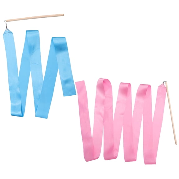 Luxshiny Ballet Dance Ribbon Gymnastics Ribbons Blue Wood 2Pcs for Gymnastics Performances