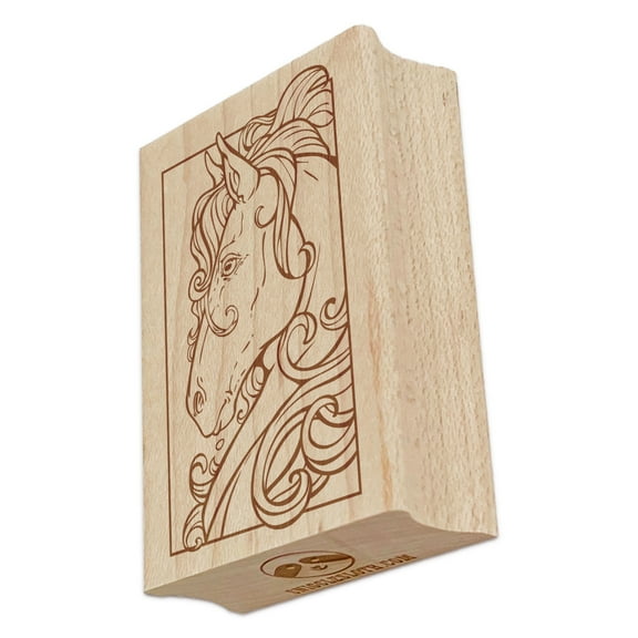 Elegant Horse Portrait Rectangle Rubber Stamp Stamping Scrapbooking Crafting - Small 1.7in