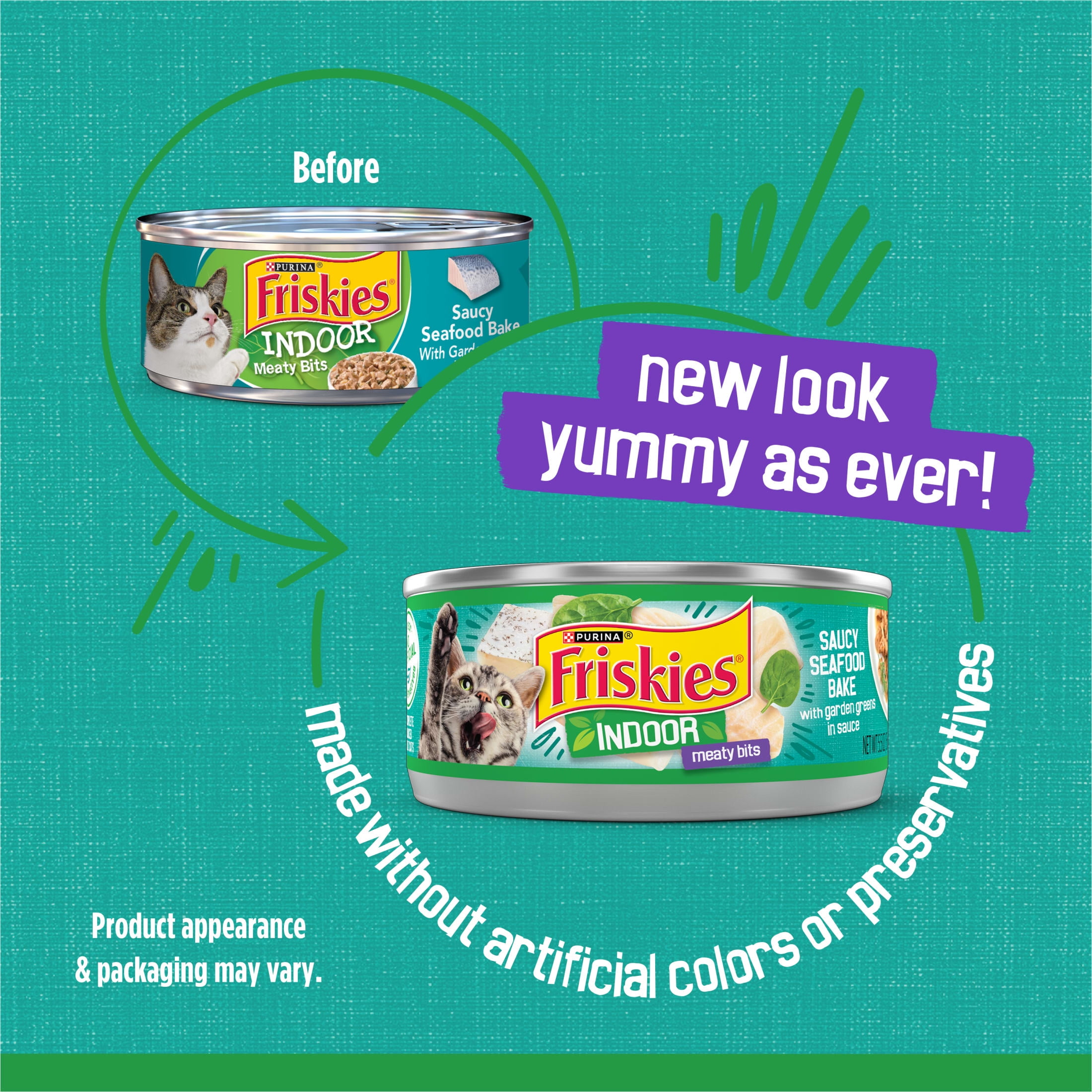 (12 pack) Purina Friskies Indoor, Saucy Seafood Bake, Wet Cat Food, 5.5 oz Can