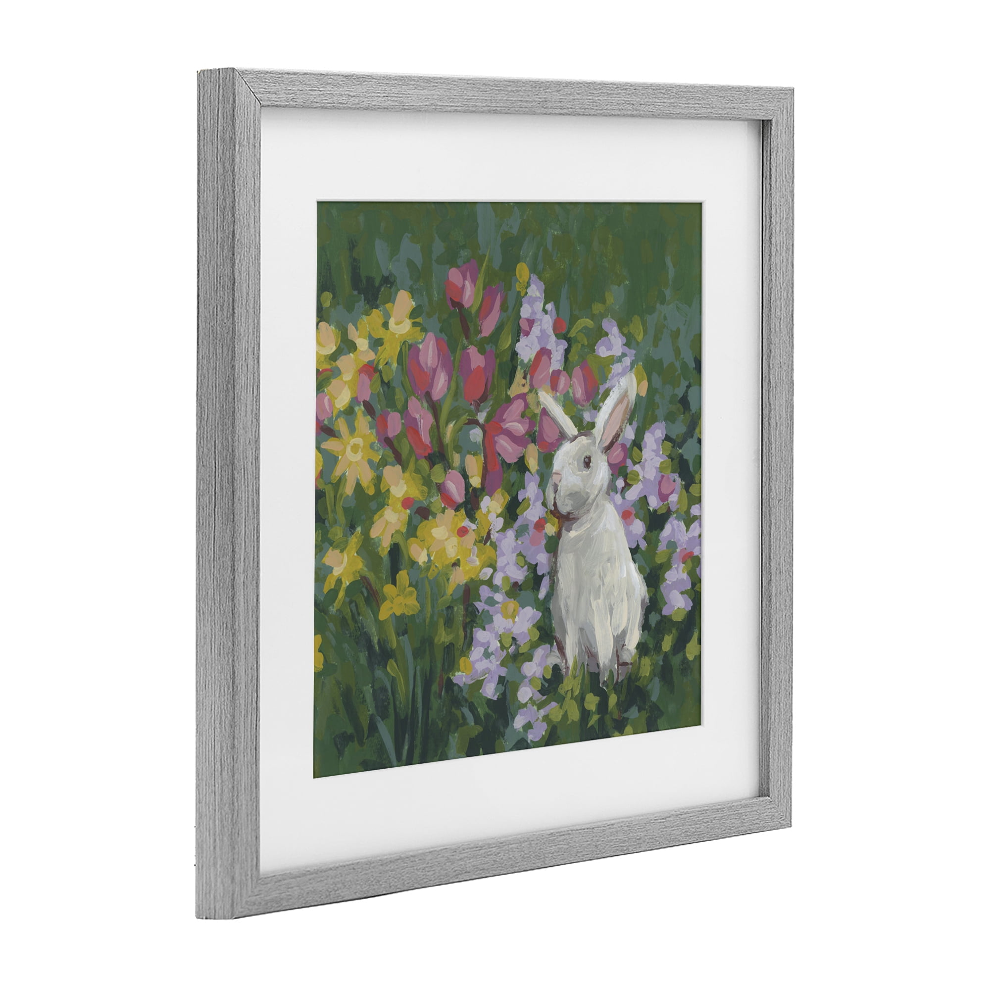 Stupell Industries Botanical Bliss Bunny Gray Framed Print Under Glass, design by June Erica Vess