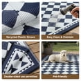 thumbnail image 3 of BERTHMEER 8'x10' Large Outdoor Rugs Waterproof Plastic Rugs Checkered Patio Rugs Straw Rugs Camping Rugs, Porch,Deck Rugs, RV Rugs for outside, Deep Blue, 3 of 5