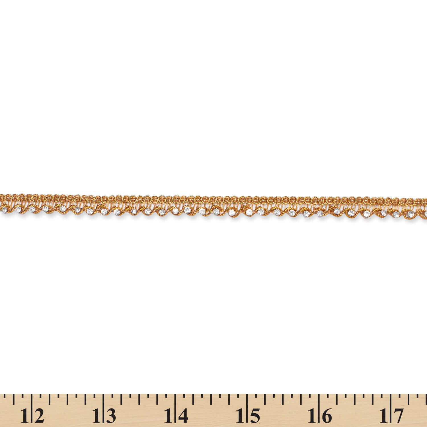 1/2 Inch Glitter Rhinestone Metallic Corded Lace Trim For Sewing, Crafts, Decor, & Upholstery - Gold 1 Pack (9.8 Yards / 9 Meters)
