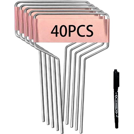 Yao 40 PCS Metal Plant Label Stakes - Copper Metal Plant Tags,High Copper Plate Metal Plant Labels,Copper Plant Tags with 1 Maker Pen for Flowers, ...