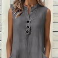 thumbnail image 5 of Womens Cotton Linen Midi Dress Casual Button Henley Sleeveless Sundress Summer Loose Beach Tank Dresses with Pockets, 5 of 6