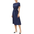 thumbnail image 4 of Summer Dress for Women Work Casual Short Sleeve Crewneck A Line Flowy Dresses with Belt XS Navy Blue, 4 of 6
