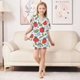thumbnail image 6 of FORMRS Niños Short Sleeve Top and Pants Pajama Set Unisex Satin 2-Piece Sleepwear, Sizes 5-6Y, Vibrant Strawberries, 6 of 8