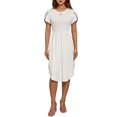 thumbnail image 1 of VISgogo Vestido casual para mujer Cuello redondo Split Manga corta Cintura alta Dobladillo curvo Vestidos de color sólido VISgogo moda, 1 of 9
