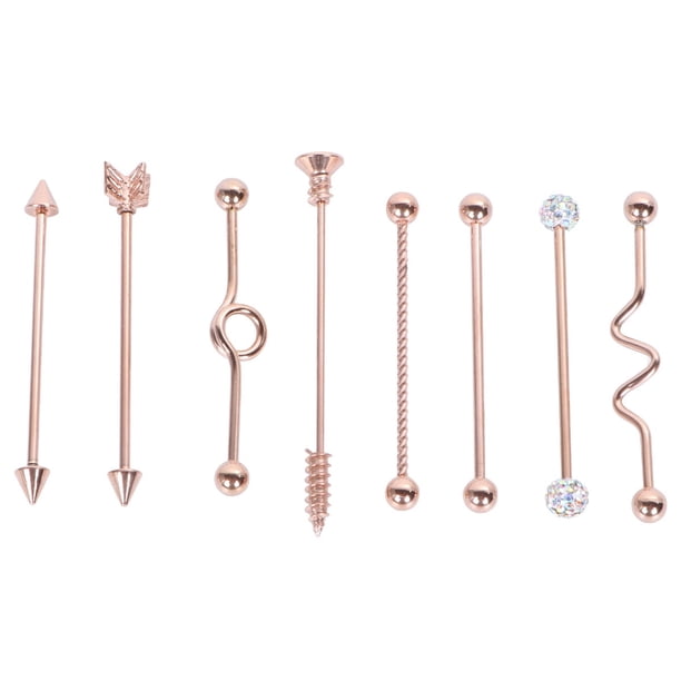 8 piezas de pendientes industriales de acero inoxidable, flechas, tornillo, barra, pendiente de moda, joyería para mujer y hombre