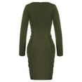 thumbnail image 5 of GK Hips-Wrapped Dress for Women Square Neck Ruched Bodycon Long Sleeves Sexy Club Mini Dress, 5 of 7