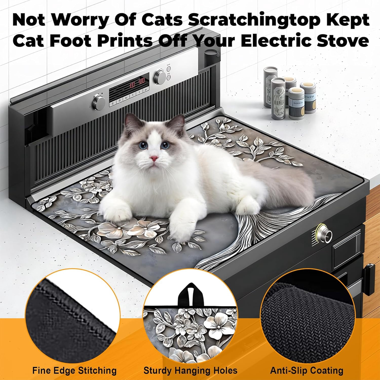 Heat-Resistant Glass Stove Top Cover with Anti-Slip Rubber Coating – Electric Stove Protector, Scratch-Resistant, Expands Counter Space, Stylish Kitchen Decor (Tree)